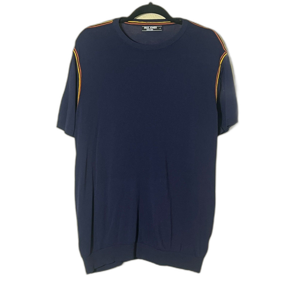 Paul Jones Retro Navy Stripe Knit Sweater Tennis Large Bowling 1960s